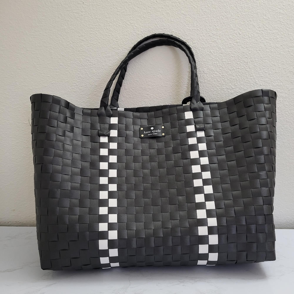 Kate Spade - Black and White Woven Tote Bag